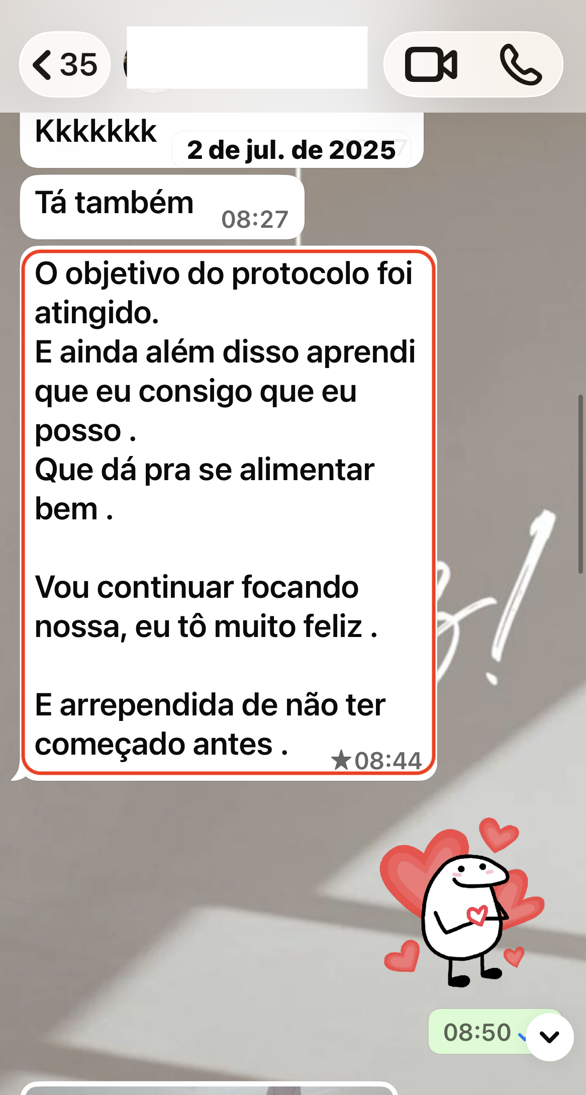 Depoimento de paciente